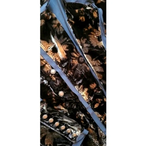 🆕️ Free People Hazel Velvet Puff Sleeve Duster Long Jacket Medium Black Boho - Picture 13 of 16